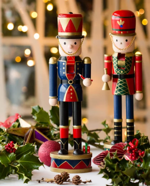 Festive nutcracker display with holiday decor at The Galmont Hotel & Spa.