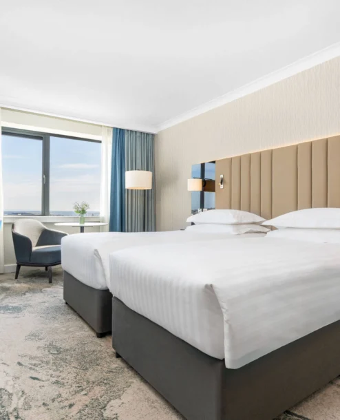 Spacious twin room with sea view at The Galmont Hotel & Spa.