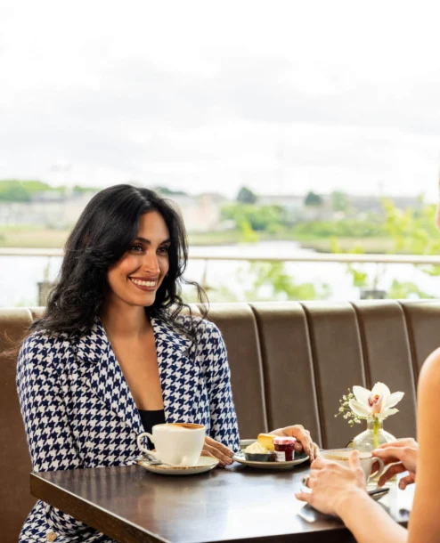 Couple enjoying tea with a view at The Galmont Hotel & Spa.