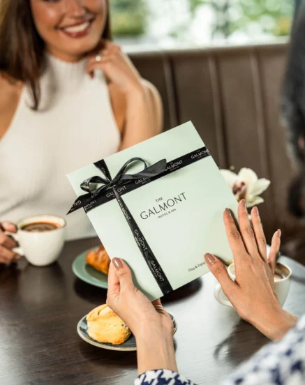 A couple enjoying coffee and pastries at The Galmont Hotel & Spa.