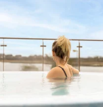 Model in hot tub