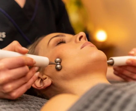 A woman enjoys a relaxing facial treatment at The Galmont Hotel & Spa.