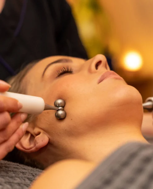 A woman enjoys a relaxing facial treatment at The Galmont Hotel & Spa.