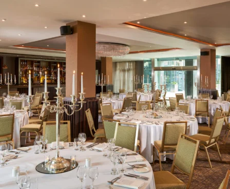 Elegant dining room set for a family gathering at The Galmont Hotel & Spa.